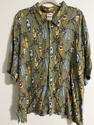 Disney Hawaiian Shirt Size XXL Rayon Mickey Friends Surfboards  Disney Store 2XL