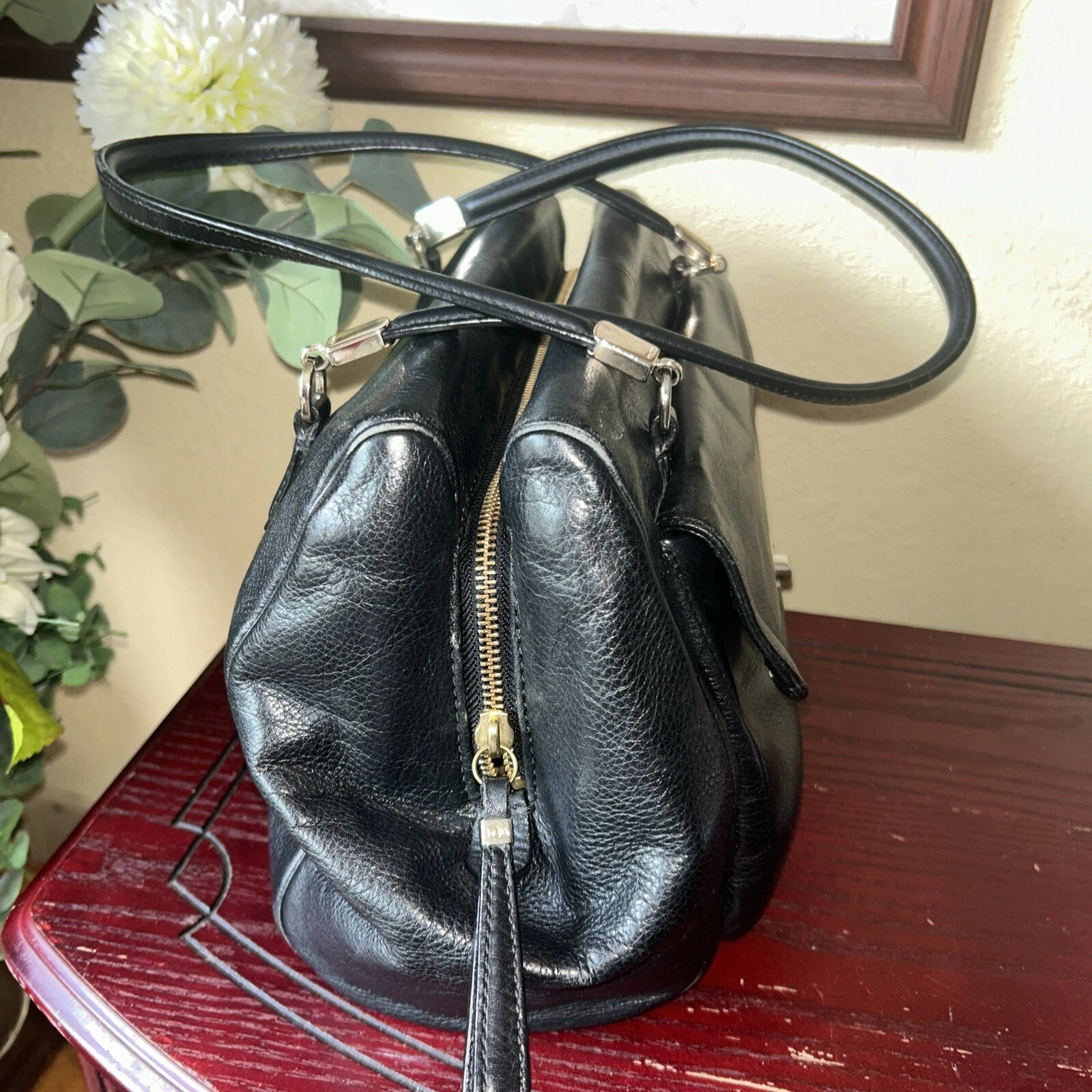 Borsa media vintage classica originale Coach nera