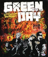 GREEN DAY X3 BILLIE JOE ARMSTRONG SIGNED 21ST CENTURY BREAKDOWN 12X14 POSTER PSA