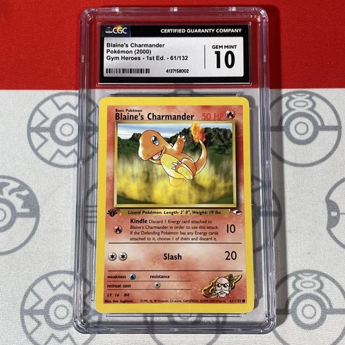 CGC 10 GEM Blaine's Charmander 1st Ed 61/132 Pokemon 2000 Gym Heroes 8002