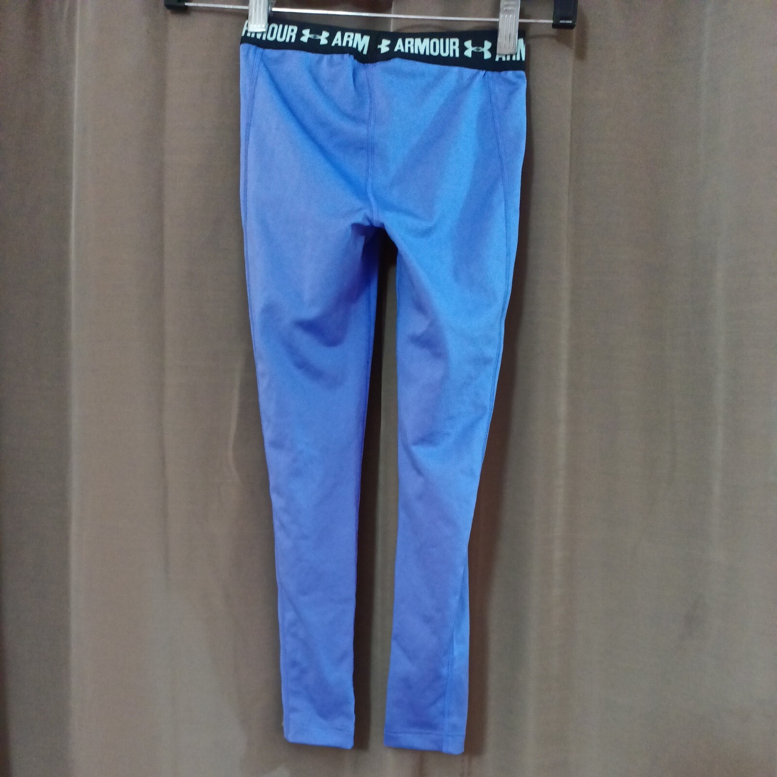 Girls Under Armour Big Logo Stretchy Pull On Purple Leggings Size Youth