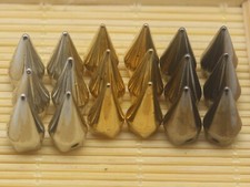 100 Metallic Silver Gold Gunblack Acrylic Rock Punk Spike Taper Stud Bead 13X6mm
