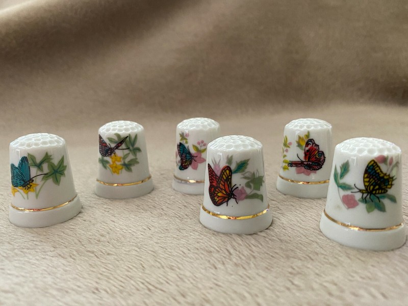 NEW 6 thimbles with butterflies collectibles lot