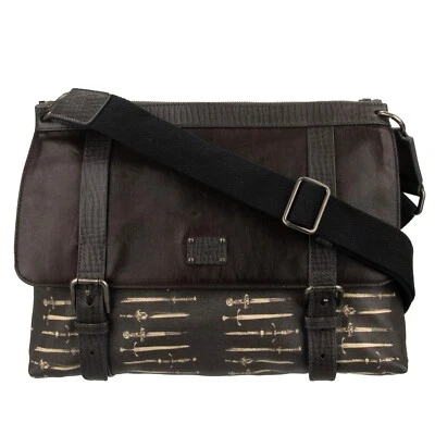 DOLCE & GABBANA Sac Messenger En Toile Et Cuir Avec Logo DG Marron - Photo 1/4