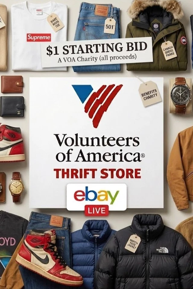 $1 Starts! | New & Used Men's Apparel, Shoes, Accs - For Charity 8/21/26