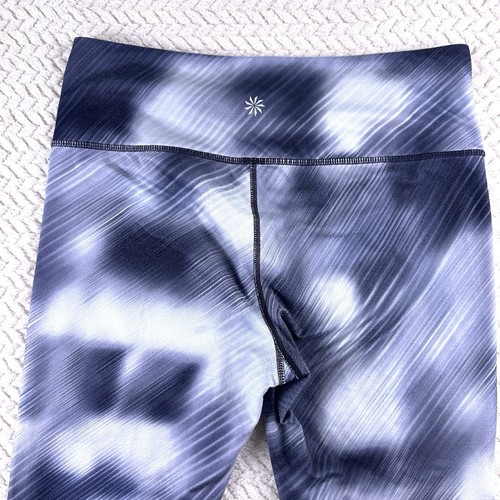 Athleta Legging Sz M Yoga Capri Pants Cross Training Silver Running Black - Picture 4 of 10