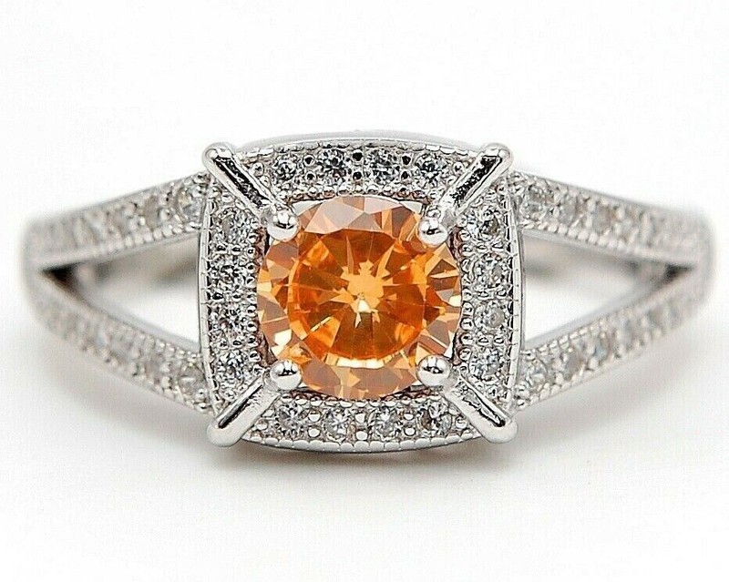 2CT  Padparadscha 925 Sterling Silver Ring Sz 6 U3-8