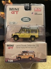 Mini GT MiJo USA Exclusive Land Rover Defender 110 Camel Trophy Winner Team UK 
