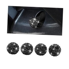 Bling Car Tire Valve Stem Caps, 4PCS Crystal Rhinestones Dustproof Black