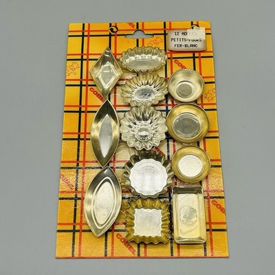 Vintage Gobel France 12 Petit-Fours Tartlet Tin Molds Fer-Blanc Bakeware NOS 