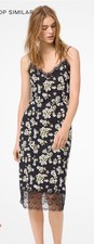 NEW Michael Kors Floral Lace Slip Dress Sz XS Black Adjustable Spaghetti Straps
