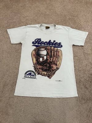 Vintage 1995 Nutmeg Colorado Rockies Glove T-Shirt Size Medium