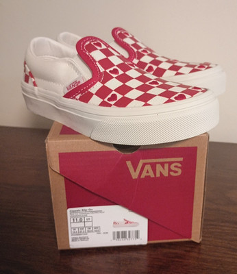 New in Box Kids Vans Classic Slip-on Red Hot Valentines Racing Size 11