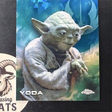Topps Chrome Star Wars Yoda Card #197 Blue cracked ice!