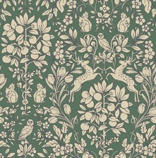 Emerald Green Woodland Peel and Stick Wallpaper 20.5in x 18ft Nursery Decor