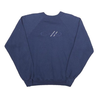 HANES Herren Sweatshirt blau Rundhals XL bestickt Logo Baumwollmischung Freizeit