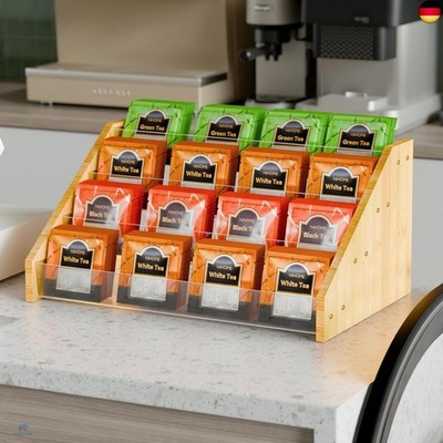 NiHome Teebox für Teebeutel Aufbewahrung   4 Layer Tea Bag Organizer aus Bambus