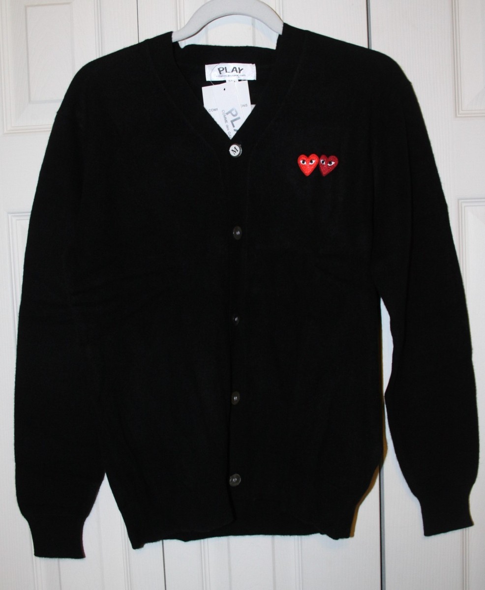 PLAY COMME des GARÇONS ブラック カーディガン S NWT Comme des Garçons PLAY double Heart Wool Cardigan Black M az