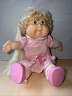 Vintage Coleco Cabbage Patch Kids Blonde Green Eyes Girl Doll Pink Dress