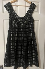 Zara Dress Checked Large 12-14 Grey