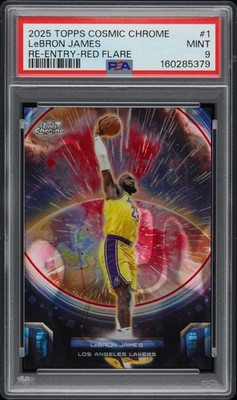 2025 TOPPS COSMIC CHROME RE-ENTRY RED FLARE #1 LEBRON JAMES 1/5 PSA 9