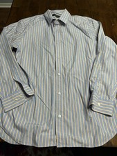 Banana Republic Non Iron Slim Fit Dress Shirt Size XL Blue with Peach Stripe