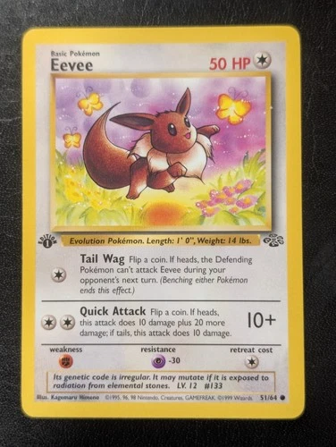 Eevee First Edition NM Pokemon 51/64 Jungle Regular