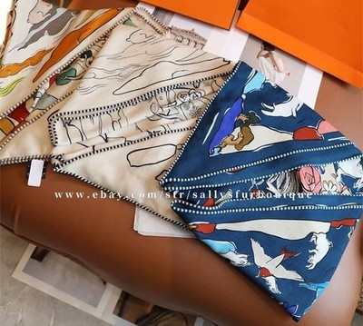 Sallys 70% Cashmere & 30% Silk Scarf Rabbit Print Large Triangle Shawl 190*125cm