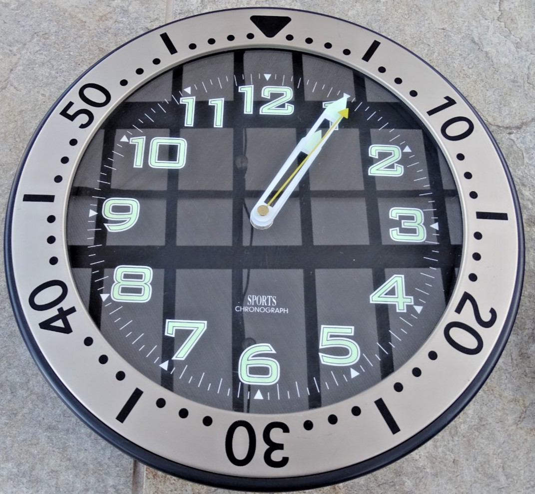 Sports Chronograph 11.25" Round Wall Clock WORKS