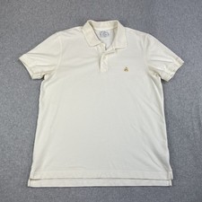 Brooks Brothers Polo Shirt Mens Large White Slim Fit Pique Preppy Read