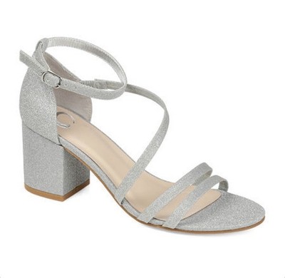 Journee Collection Women 10 M Silver Bella Strappy Block Heel Sandals NIB GZ0