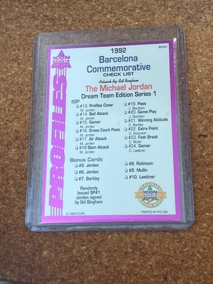 1992-93 Icon Sports Purple Basketball Profiles Checklist Michael Jordan Team USA