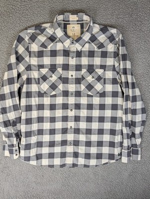 American Eagle Shirt Mens 2XL Black Check Snap Up Western Vintage Fit