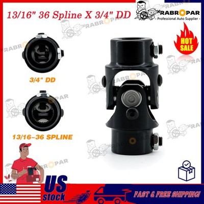 13/16''36 Spline X 3/4''DD Single Steering Shaft Universal U Joint Black