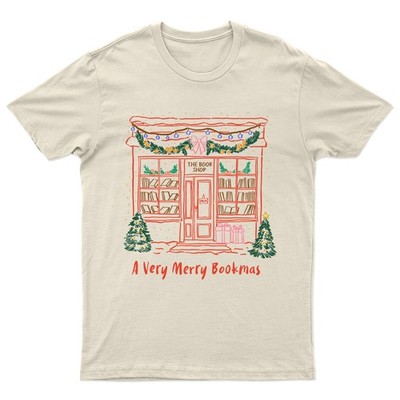 A Very Merry Bookmas The Book Shop Christmas Holidays Unisex Grafik T-Shirt