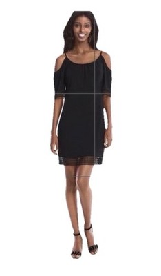 ABS Collection Black Cold Shoulder Lace Trim Dress. Sz S. NWT!