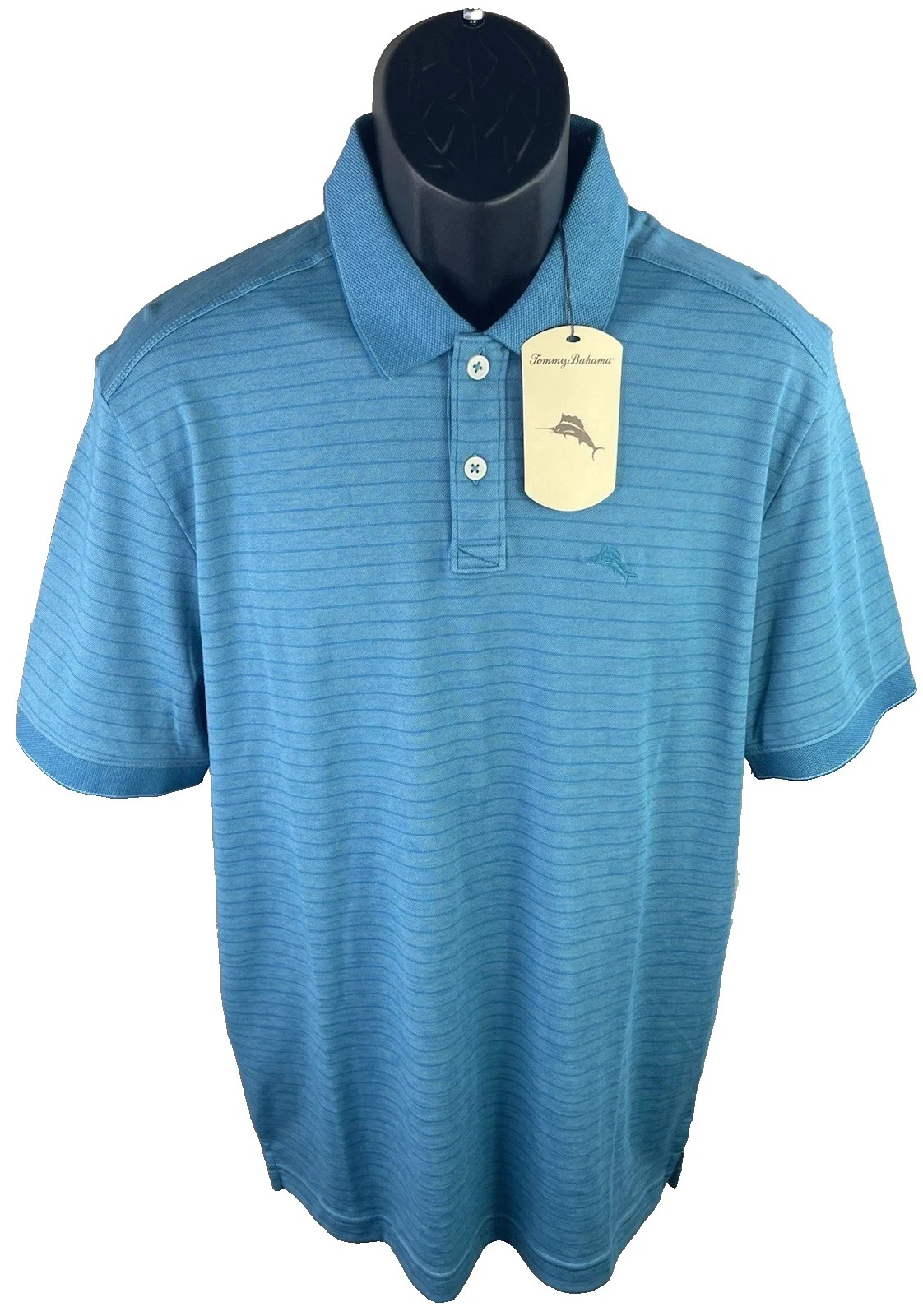 Tommy Bahama Striped Mosaic Blue Cotton Blend Polo Shirt Mens Choose Sz NWT $99