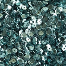 6mm Cup Round Sequins Aqua Blue Shiny Metallic. Made in USA