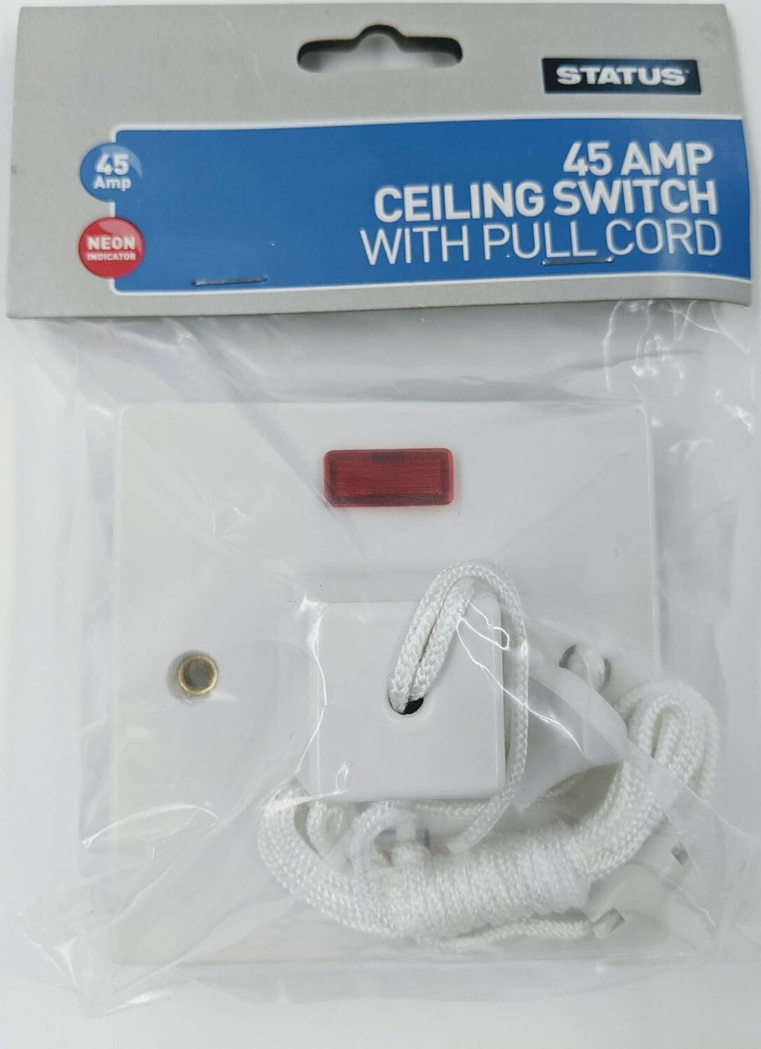 Electric Shower Ceiling Switch with Pull Cord 45 Amp Double Pole