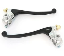 Honda Lever Set w/ Mirror Mounts - Clutch + Drum Brake - Chrome & Black - 7/8"
