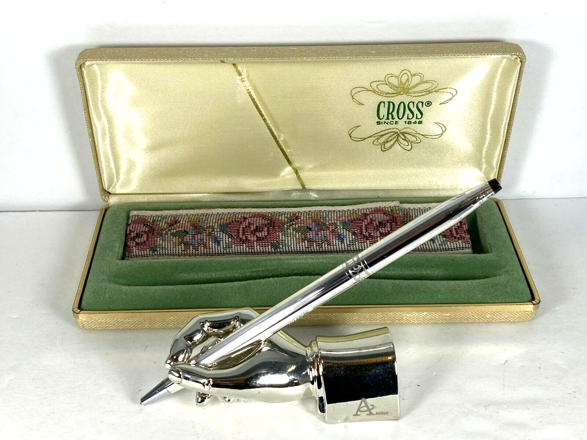 CROSS VINTAGE STERLING SILVER BALLPOINT PEN (WOMANS ROSES & SHEATH