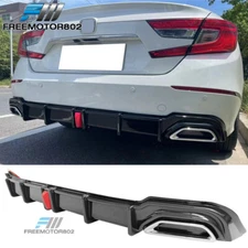 Fits 18-22 Honda Accord Hybrid Real LED Rear Bumper Diffuser Carbon Fiber Print