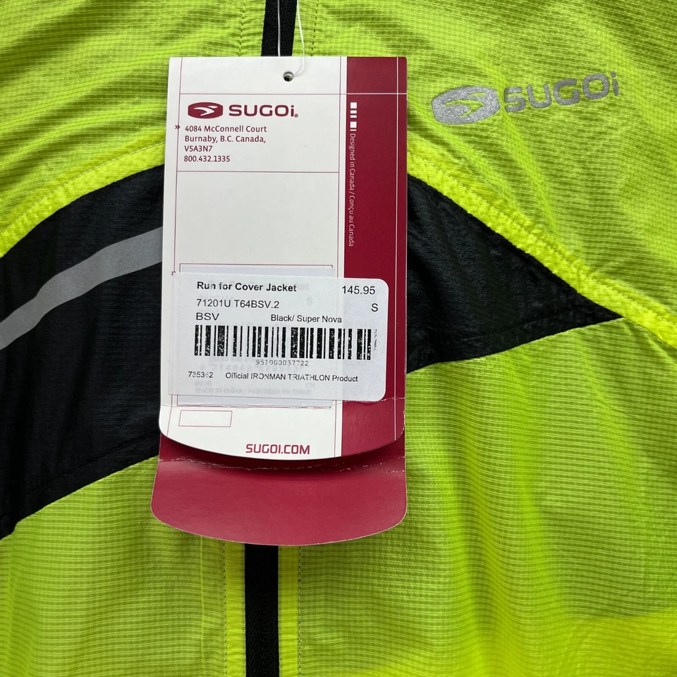 SUGOi 男式夹克绿色黄色黑色小号尼龙风衣适用于保护套 — 第 3/4 张图片