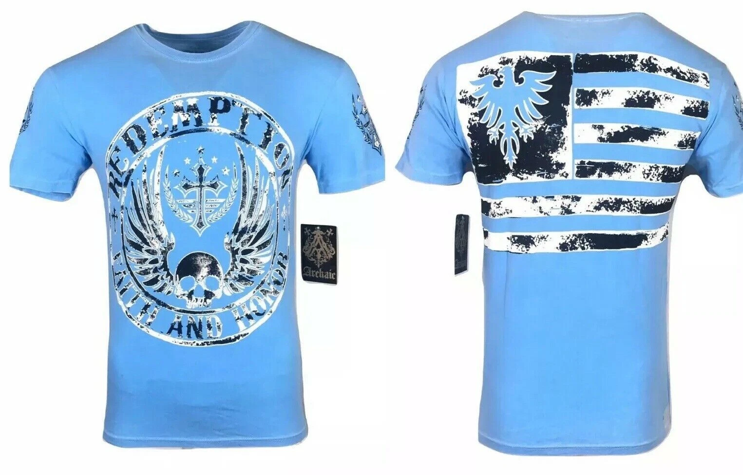 ARCHAIC by AFFLICTION Men's T-Shirt CROSSED DEATH Blue Biker S-4XL $40 NWT
Opens in a new window or