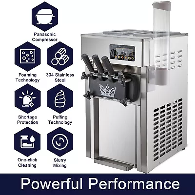 2+1 Flavors Soft Ice Cream Machine Standing Stainless Steel 2+1 Flavors Soft Ice Cream Machine Standing Stainless Steel