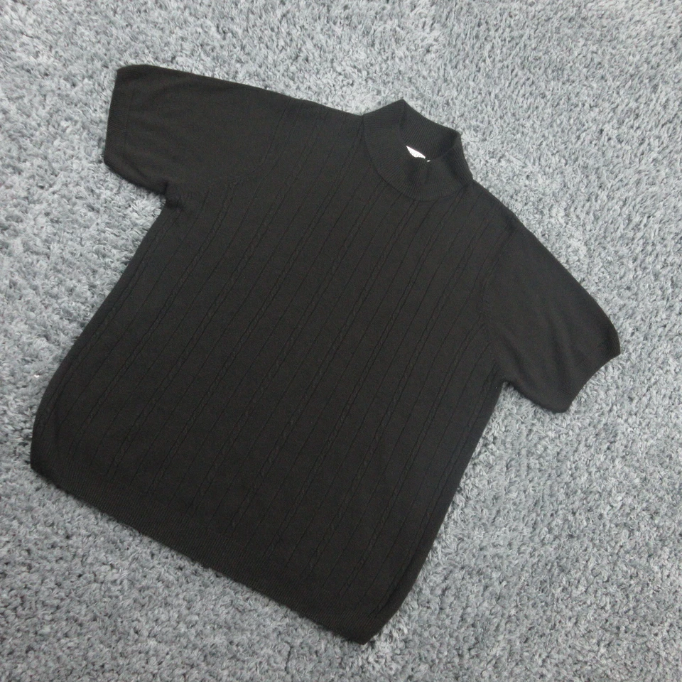 Hasting Smith Sweater Womens 2X Black Short Sleeve Mock Neck Rib Knit Top - Image 2 of 4