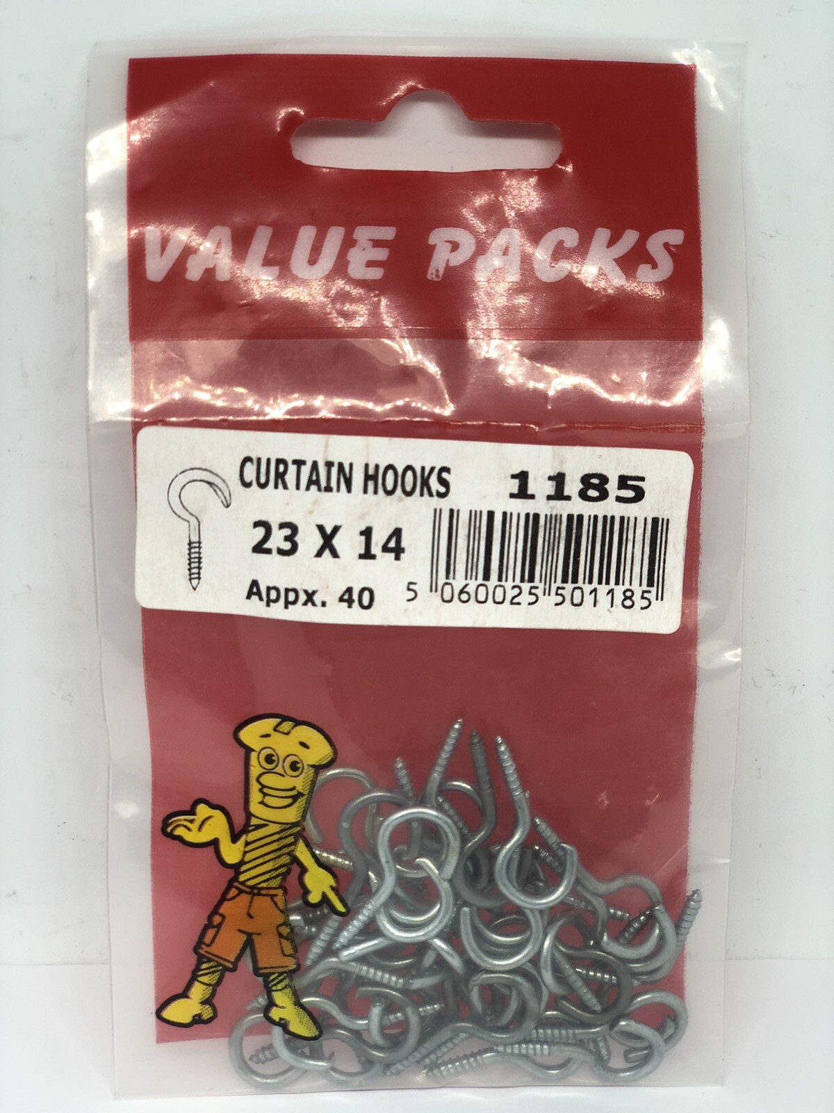 Pack Of 40 x Curtain Wire Hooks  23mm x 14mm Nickle Plated Hooks 1185 Value Pack