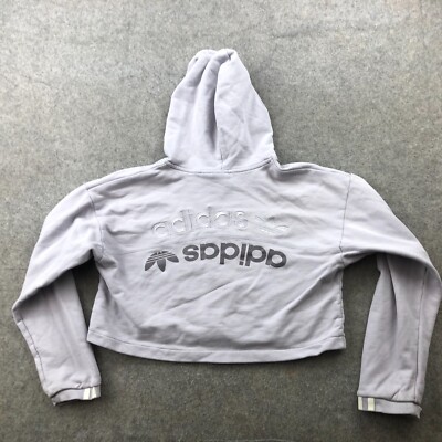 Adidas Hoodie Women XL Pullover Spell Out Cropped Hooded