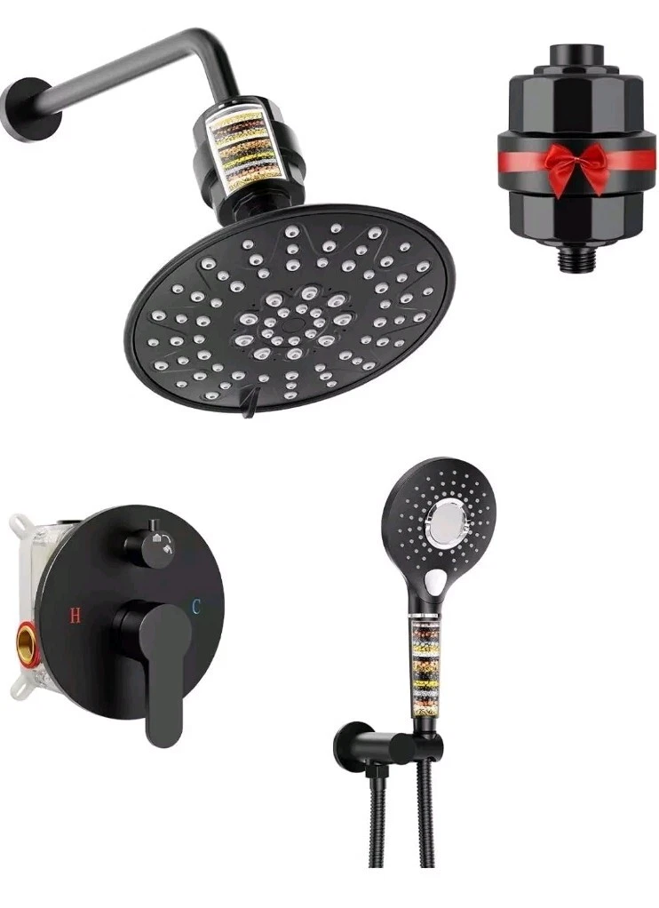 SunCleanse Shower System - 8 Inch Dual Filtered Rainfall Shower Head Combo - ...
