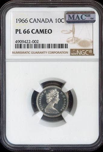 1966 Canada 10 Cents 10C NGC PL66 Cameo MAC - Quality